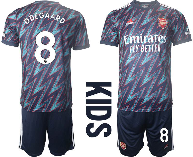 Youth 2021-2022 Club Arsenal away blue #8 Soccer Jersey->youth soccer jersey->Youth Jersey
